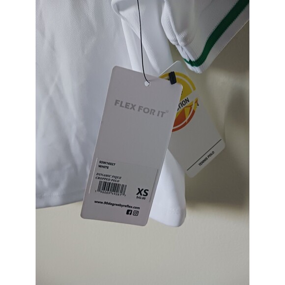 90 Degree By Reflex Crop Tennis Polo Shirt Short Sleeve White Size XS - Picture 6 of 8